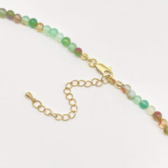 Green Agate & Gold Sun Pendant Necklace