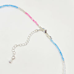 Pastel Beaded Necklace with Pearl Accent
